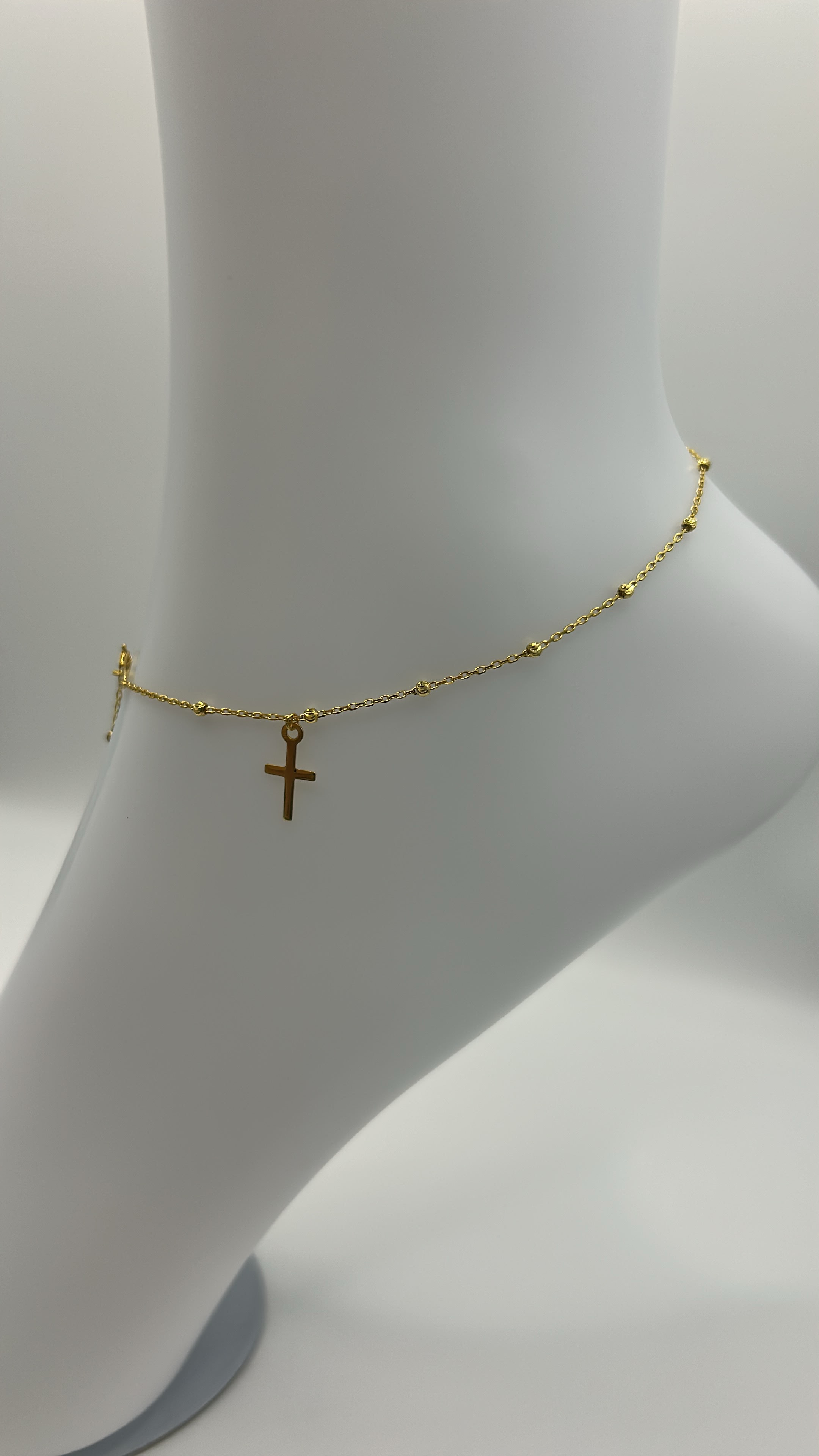 10K Cross Anklet