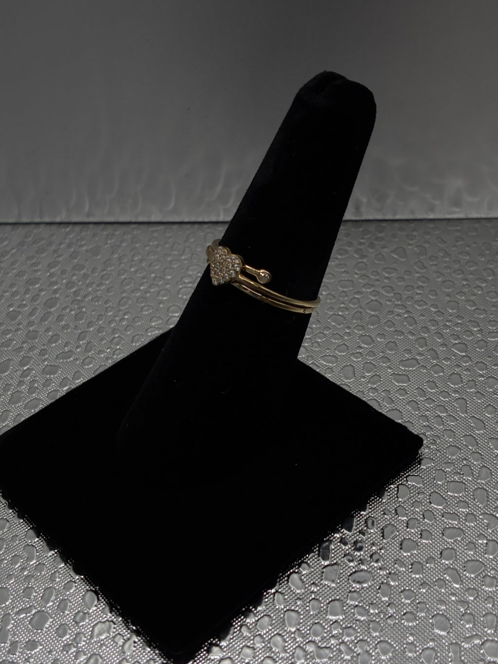 14K Gold Diamond Filled Heart Layered Ring