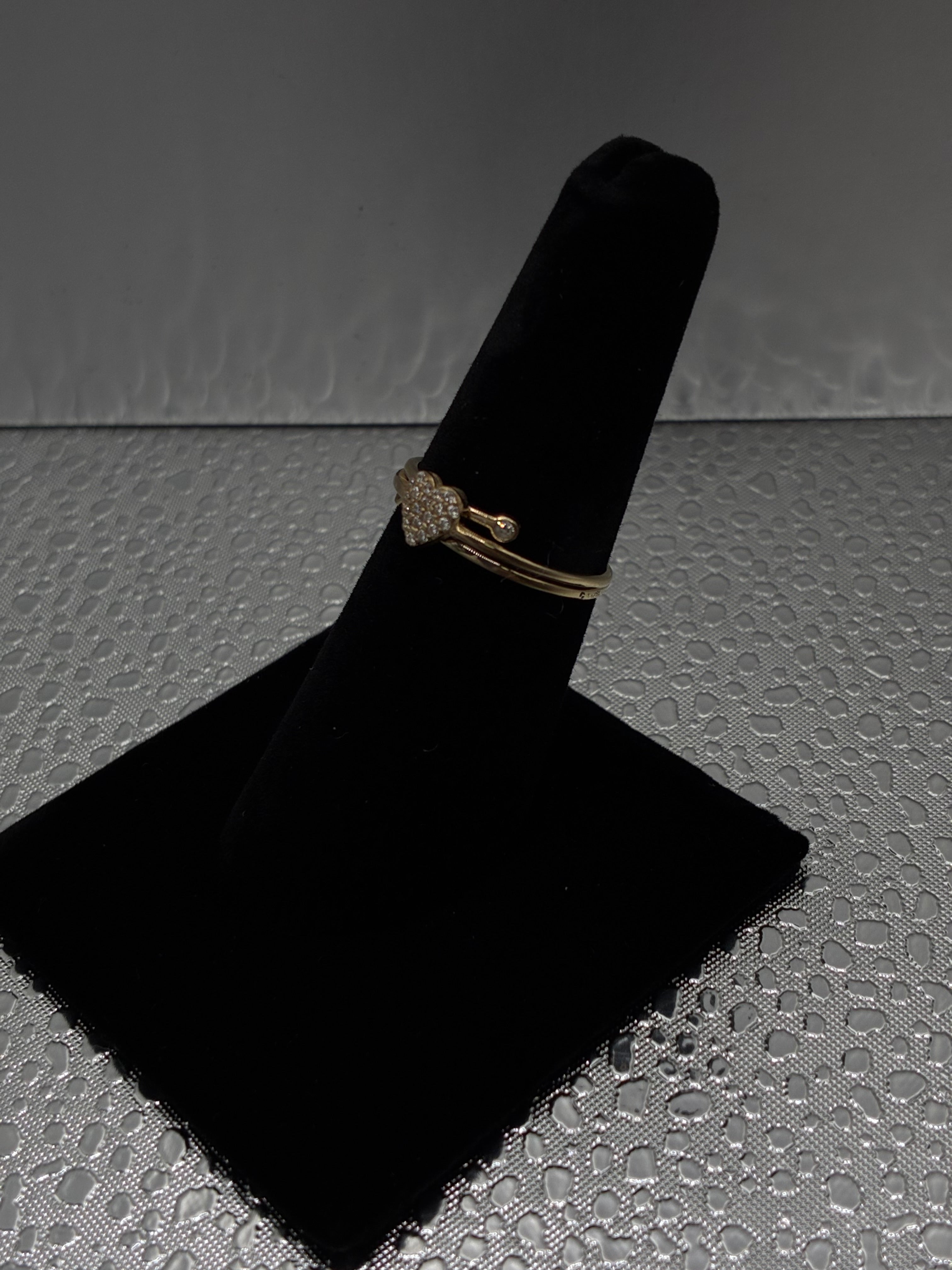 14K Gold Diamond Filled Heart Layered Ring
