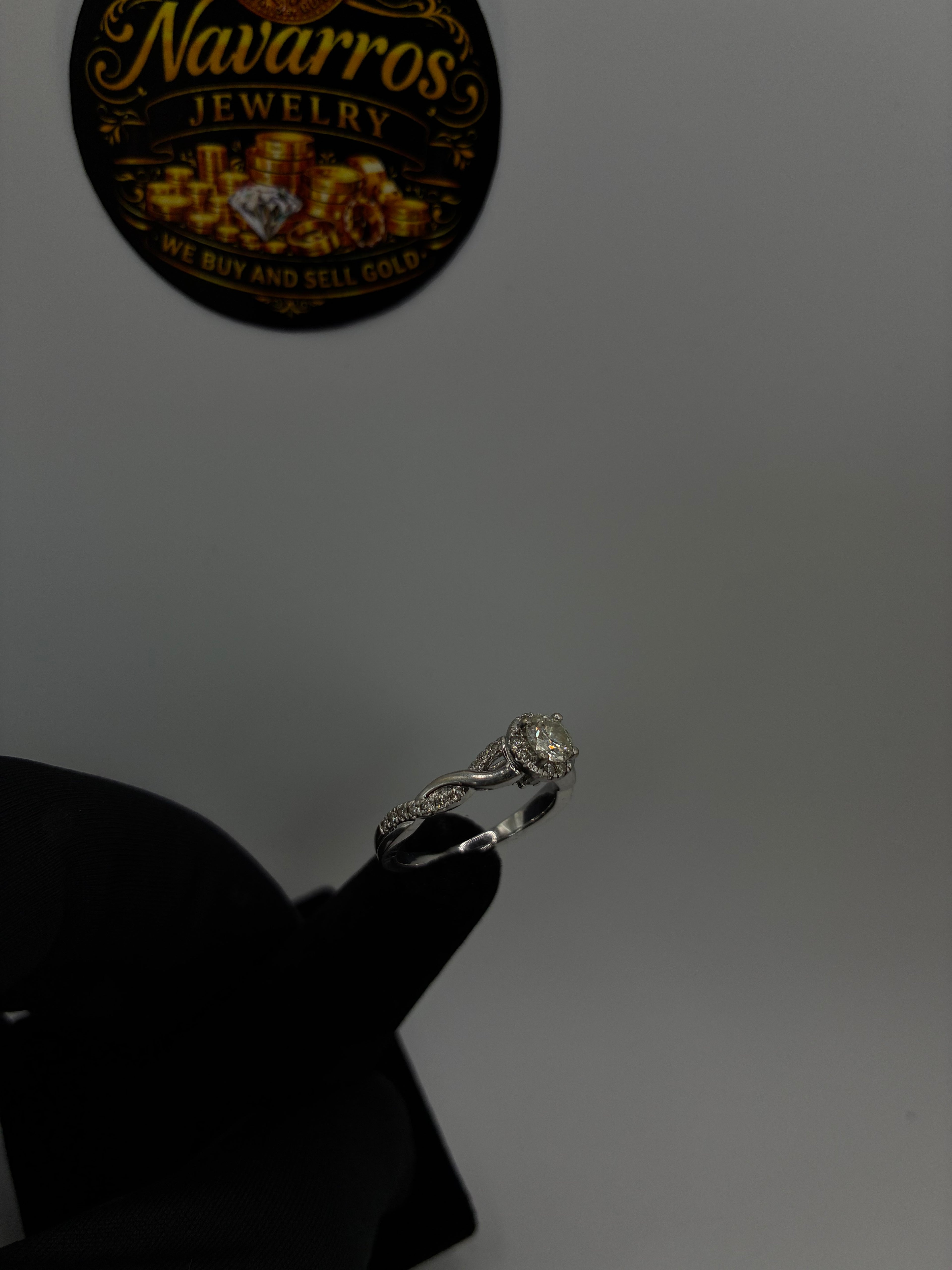 14K White Gold Natural Diamond Engagement Ring