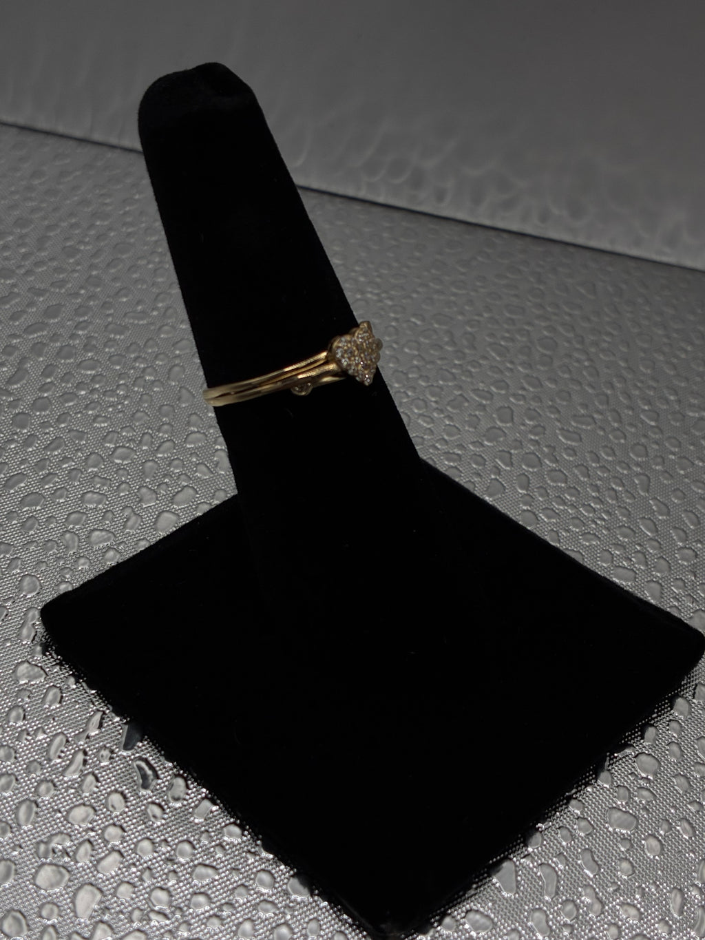 14K Gold Diamond Filled Heart Layered Ring