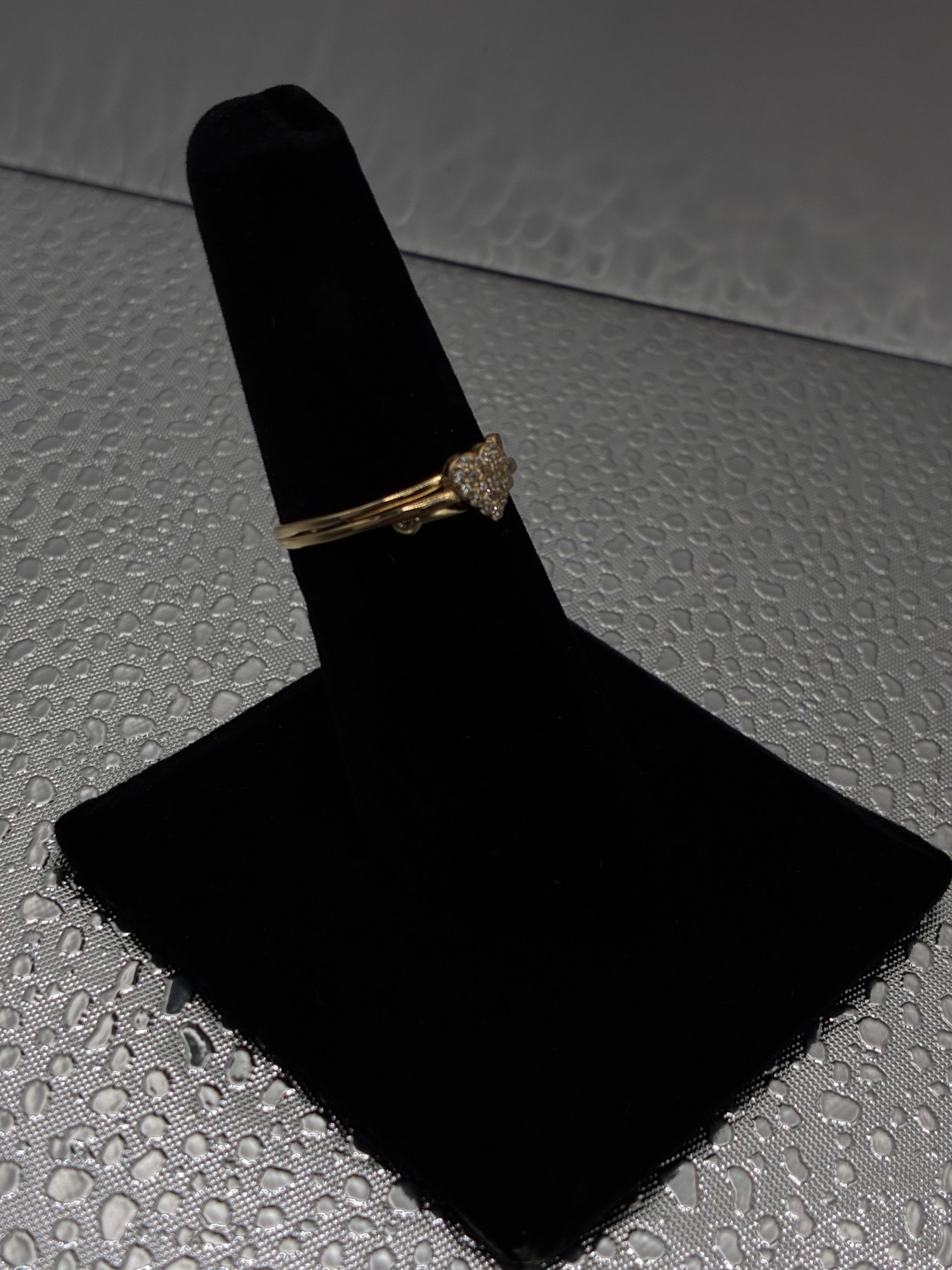 14K Gold Diamond Filled Heart Layered Ring