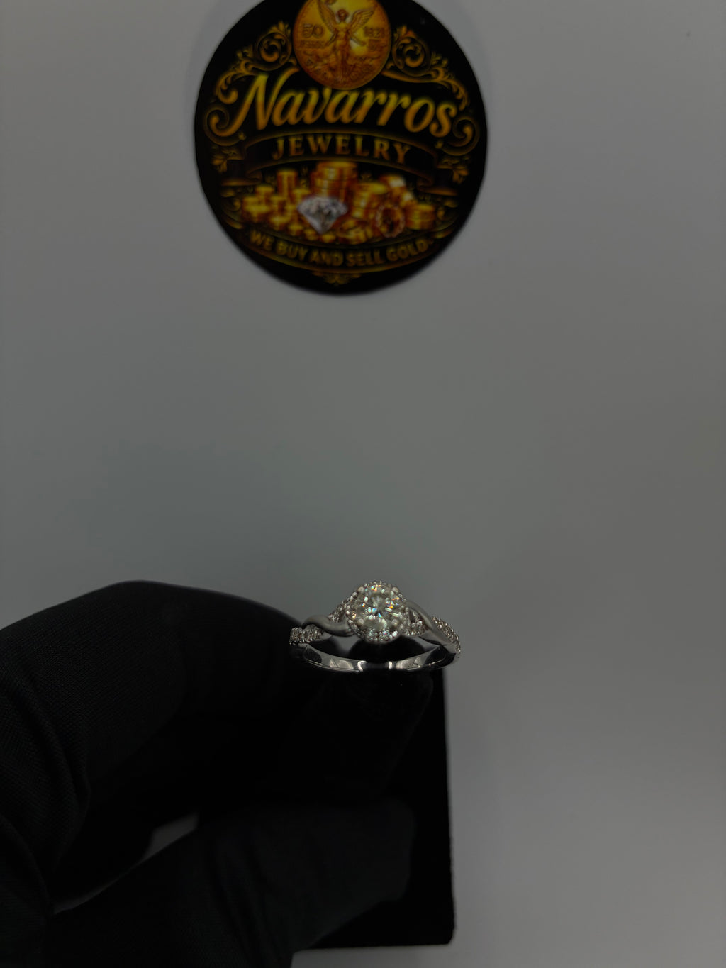 14K White Gold Natural Diamond Engagement Ring
