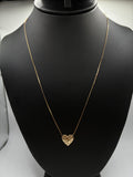 14K Box Link Chain With Nugget Heart Pendant
